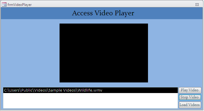 Video player implementation using Access VBA Fig-1.5